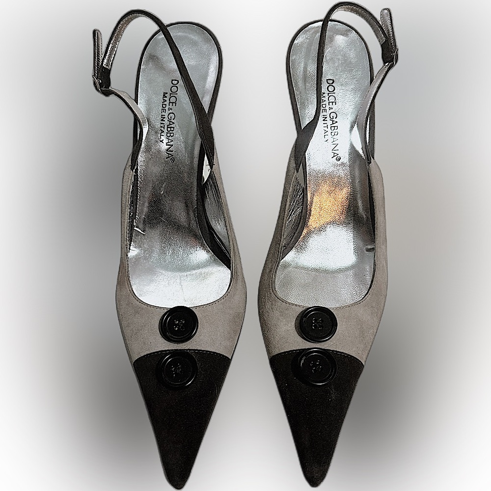 Dolce & Gabbana Black And Gray Point Toe Pumps Size 39 4”Heels